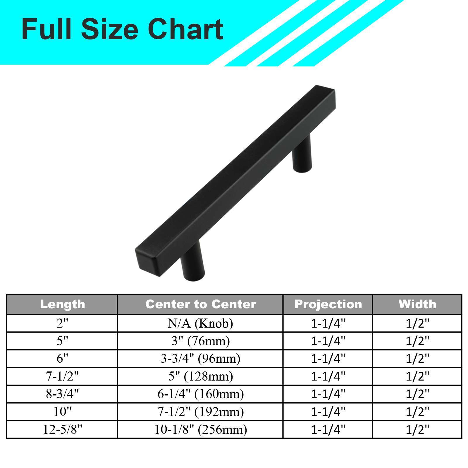 Matte Black Modern Square Cabinet Handles Bar Pulls Knob Kitchen Stainless Steel gallery