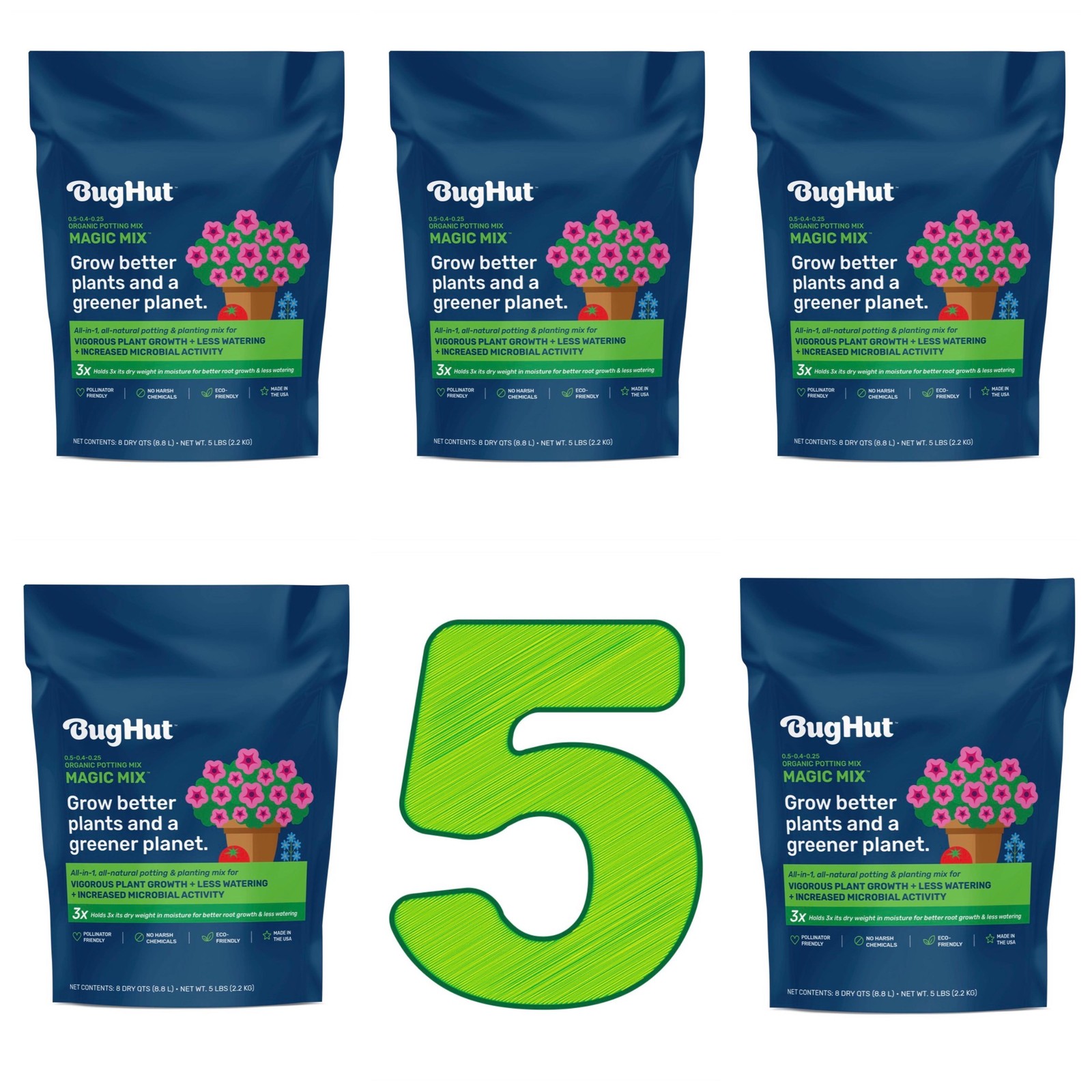 5- BugHut Magic Mix Organic Potting Soil 8 Dry Qt 5 Lbs Indoor Outdoor Plants gallery