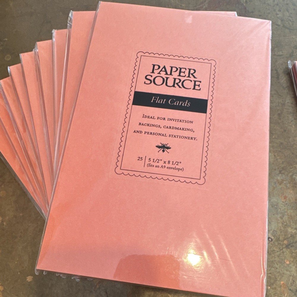 Paper Source Flat Cards Pink 25 Pack 5.5 x 8.5 in & 5 x 7 in Stationery