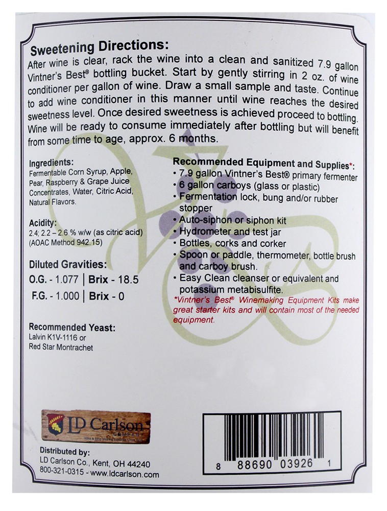 Vintners Best Fruit Wine Base Raspberry for Home Wine Making 128 oz. Jug gallery