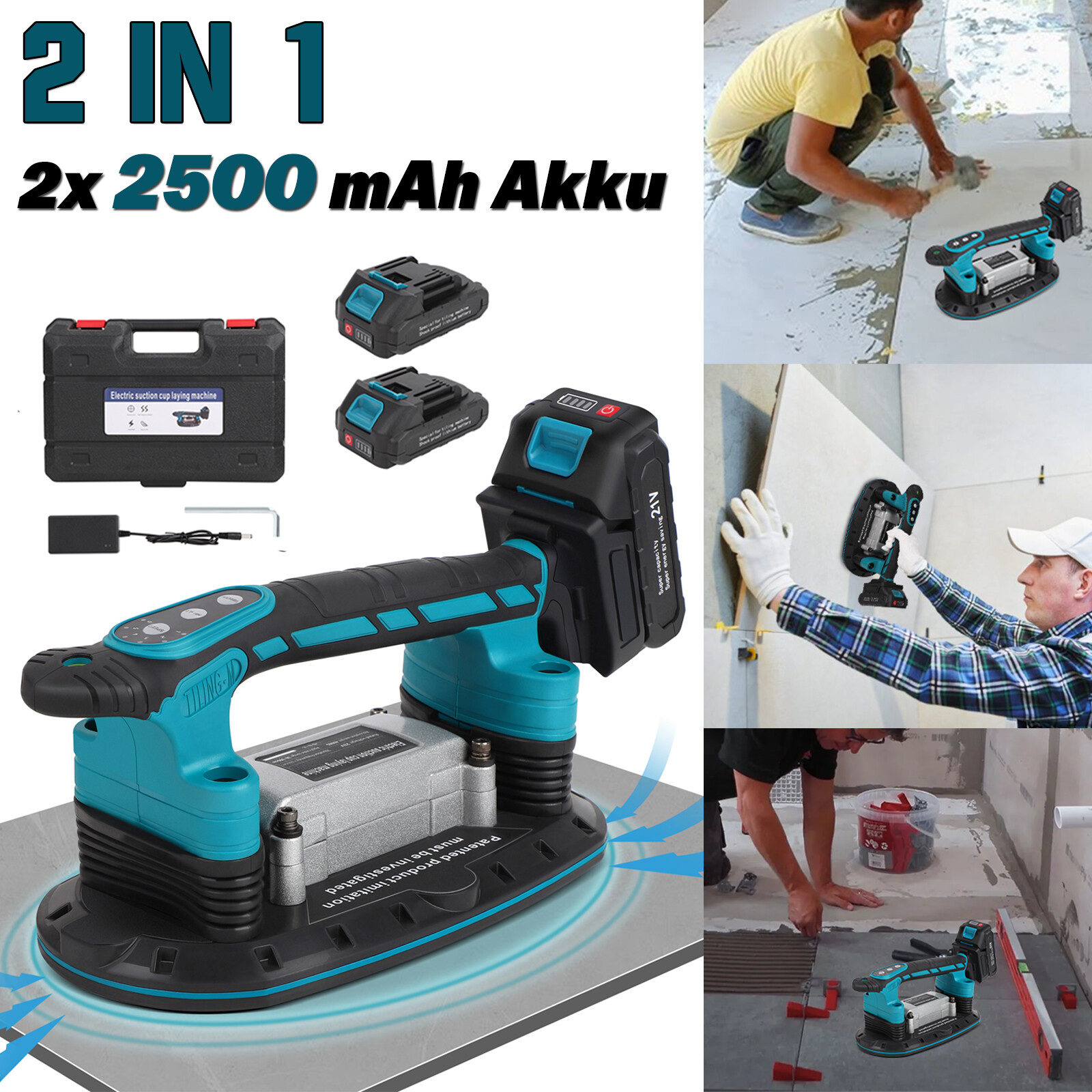 2IN1 Tile Vibration Machine & Vibrator Suction Cup 6-Speeds 24000RPM w/ 2 Akku gallery
