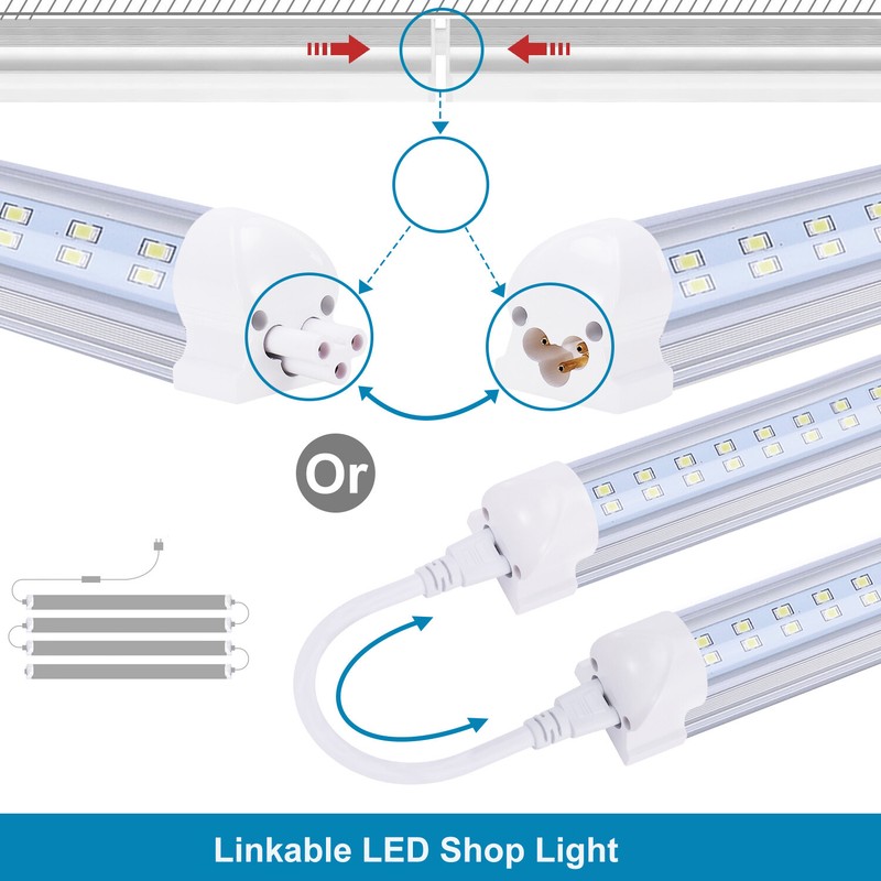 12Pack 8FT LED Linkable Shop Light for Garage, T8 8feet LED Tube Light Fixture gallery