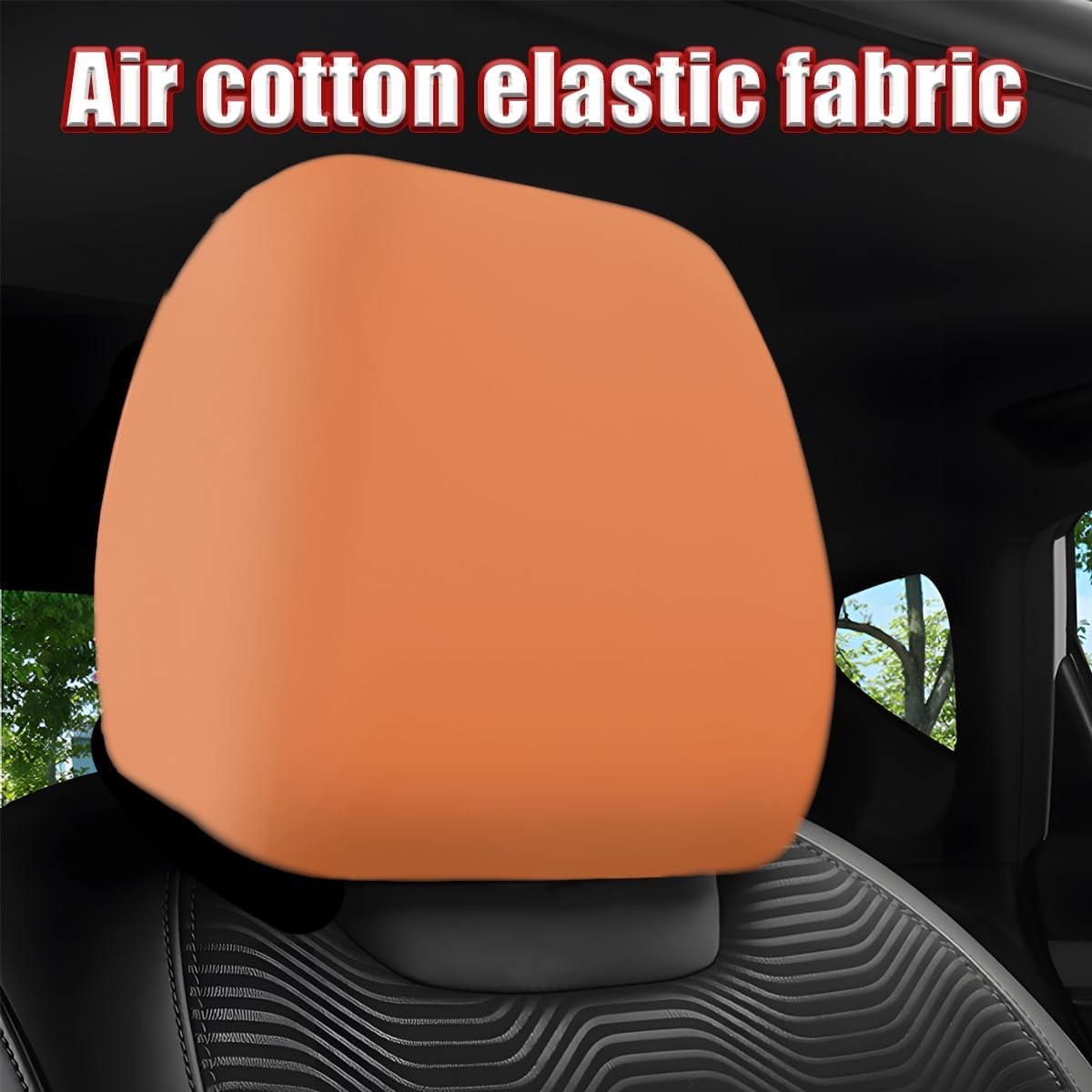 Headrest Covers, 2PCS Anti-Dirty Vehicle Head Rest Protector, Re Color: orange gallery