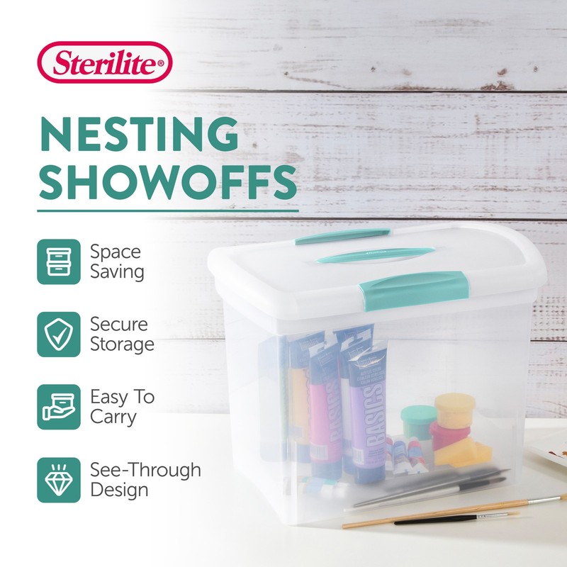 Sterilite Large Nesting ShowOffs, Stackable Small Storage Bin with Lid, 6 Pack gallery