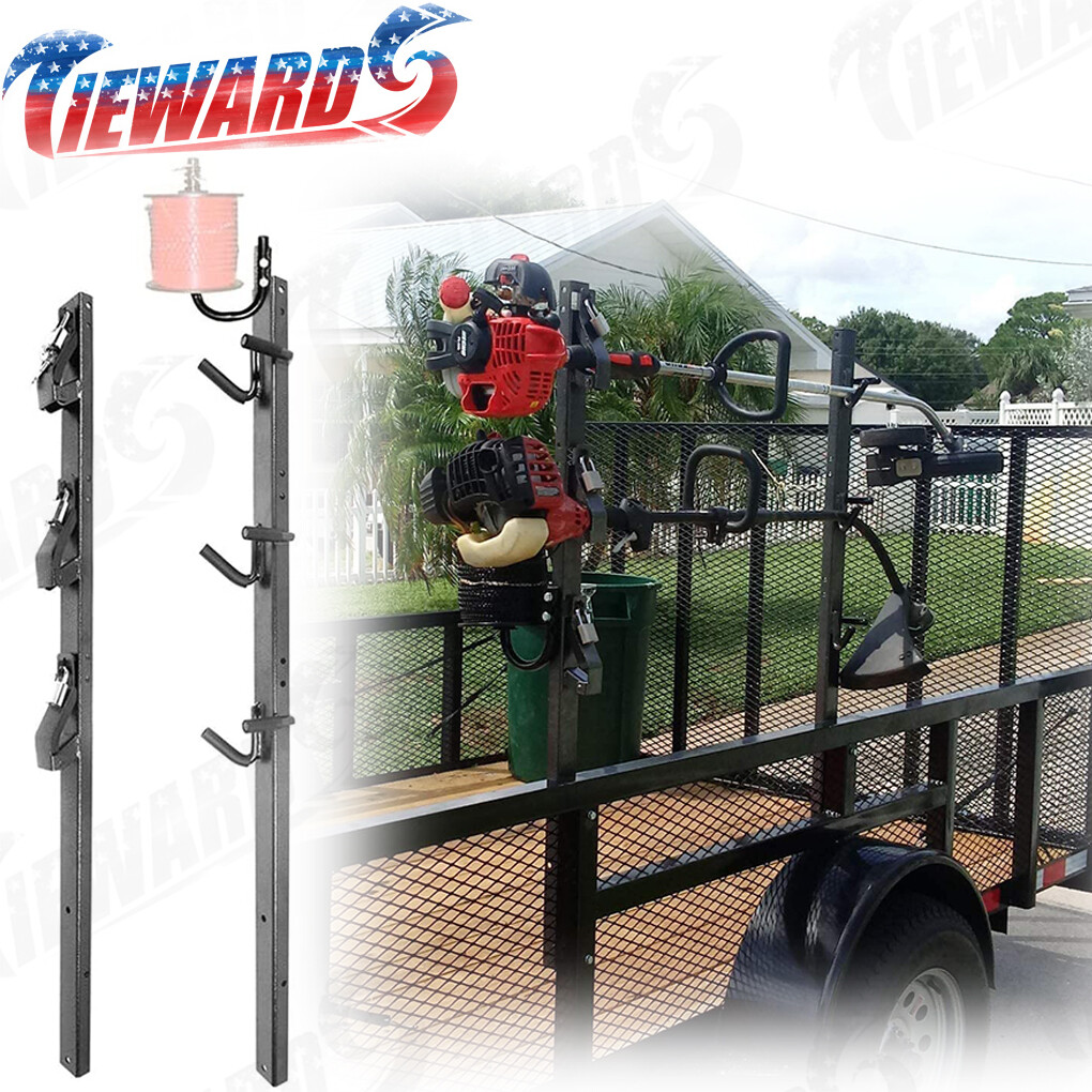 3 Place Weedeater Edge Trimmer Rack For OPEN Landscape Trailer Lockable Steel gallery