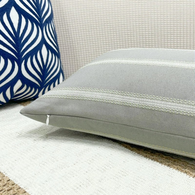 Rectangular Throw Pillow Cover 12x33 Inches Grey & OffWhite Lumbar Cushion gallery
