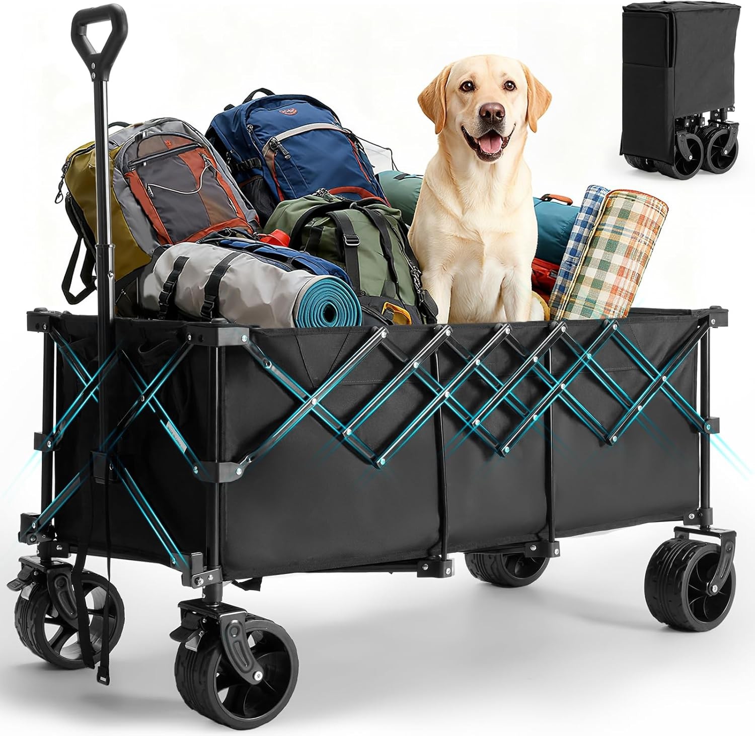 Home Eastwest 440lbs Extra Long Collapsible Wagon Cart with All-Terrain Wheels gallery