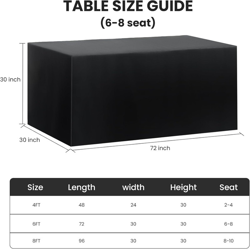 2 Pack Fitted Tablecloth 6ft Rectangle 72x30in Black Water Resistant Table Cover gallery