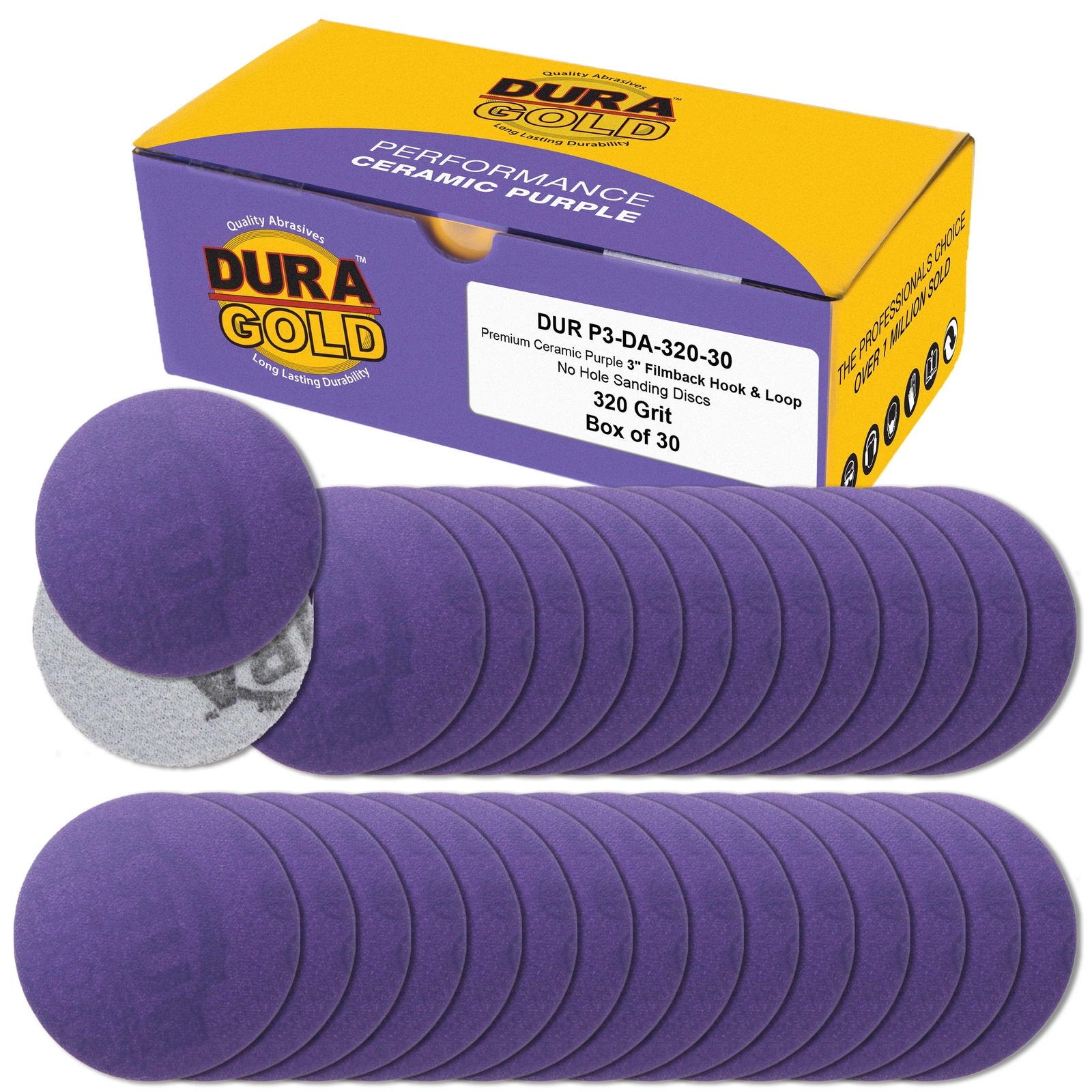 320 Grit 3" Purple Ceramic Sanding Discs, Box of 30 - Hook & Loop Sandpaper gallery