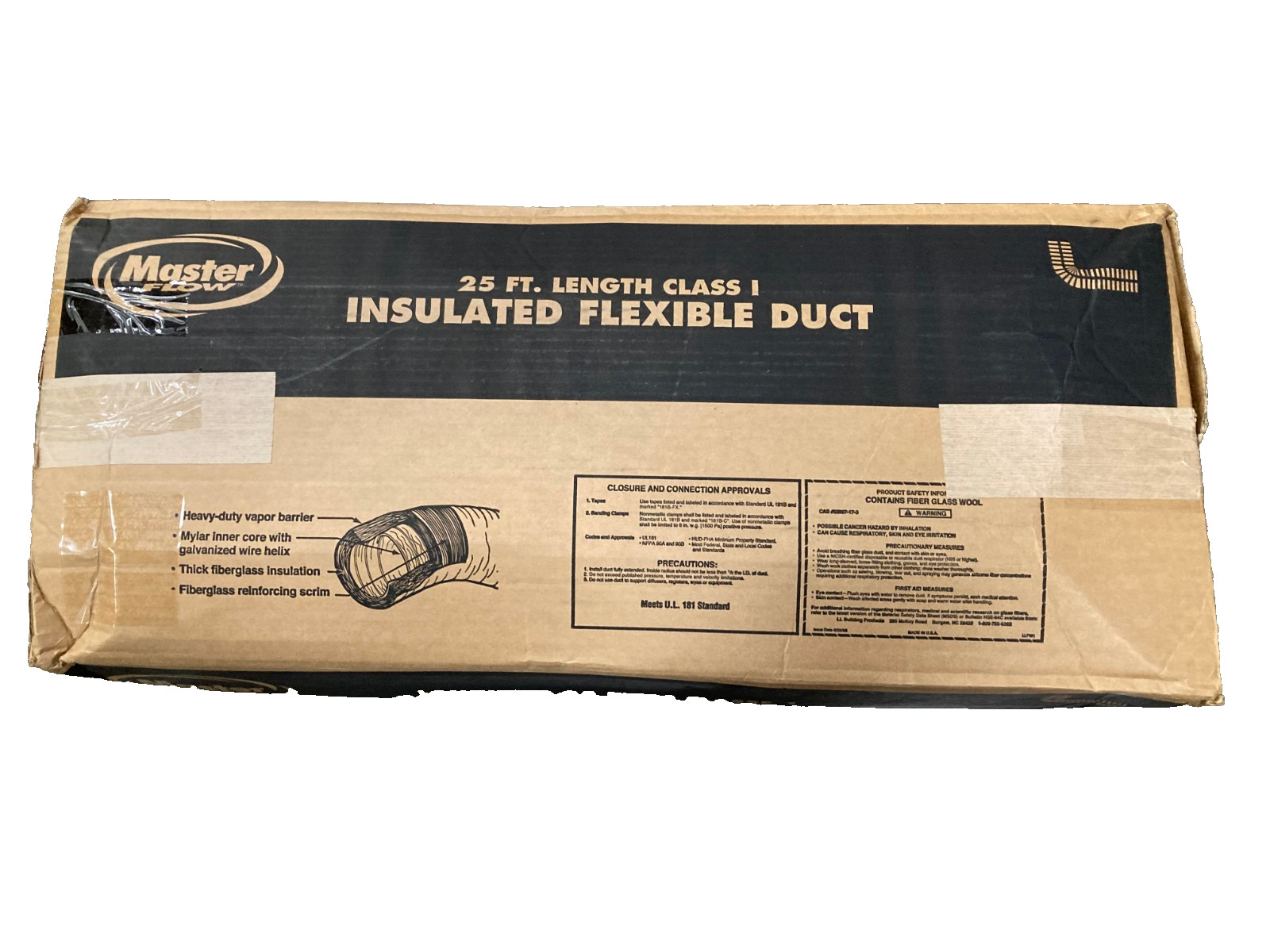 Master Flow 10in x 25 Ft Flexible Duct R6 Heavy Duty Insulated Reflective Jacket gallery