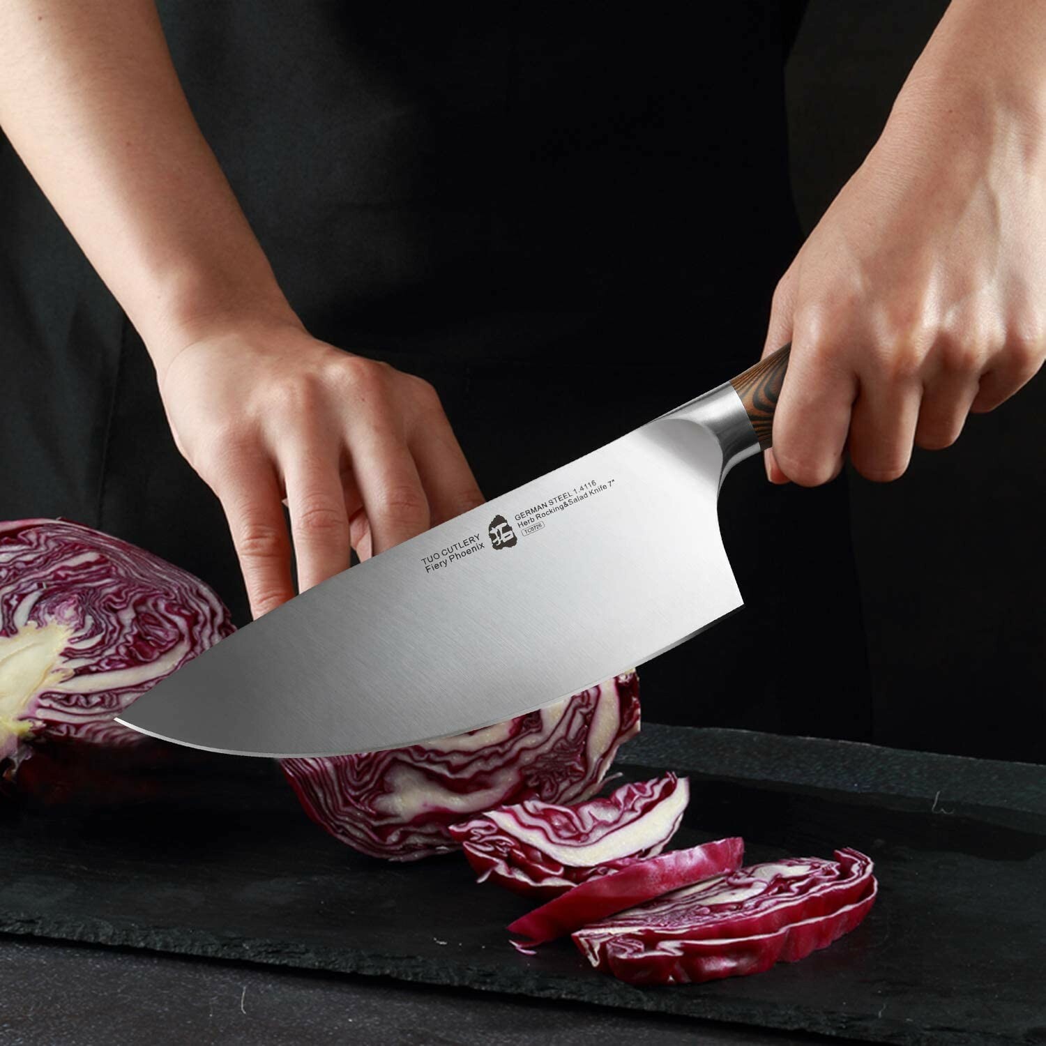 TUO Herb Rocking&Salad Knife- Vegetable Cleaver Luxurious Gift Box Included - 7 gallery
