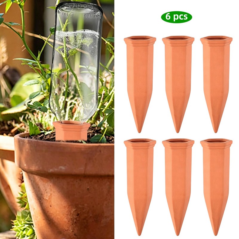 Red Ceramic Automatic Plant Waterer,Self-Watering Spike for Vacation&Lazy Garden gallery
