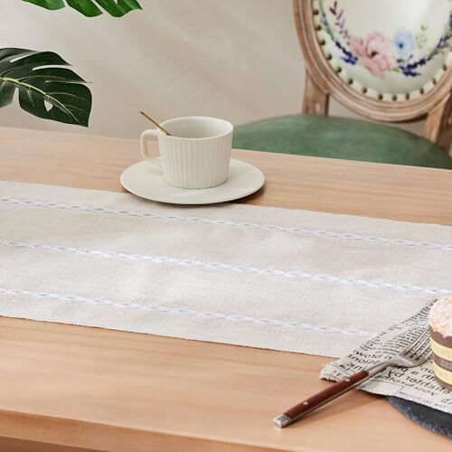 Braided Farmhouse Table Runner 13x48 Inch, 48" x 13" (Runner) Braided Beige gallery