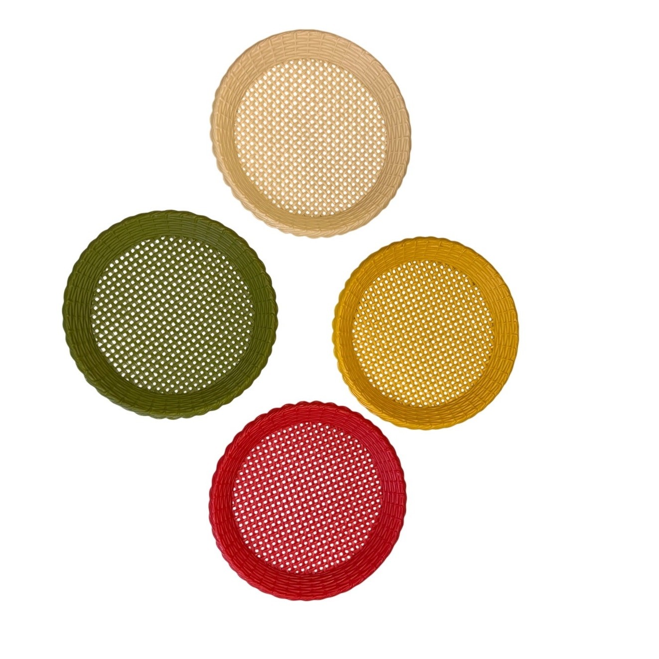 Vintage Reusable Plastic Paper Plate Holders - 4 Pack - Red/Green/Tan/Yellow gallery