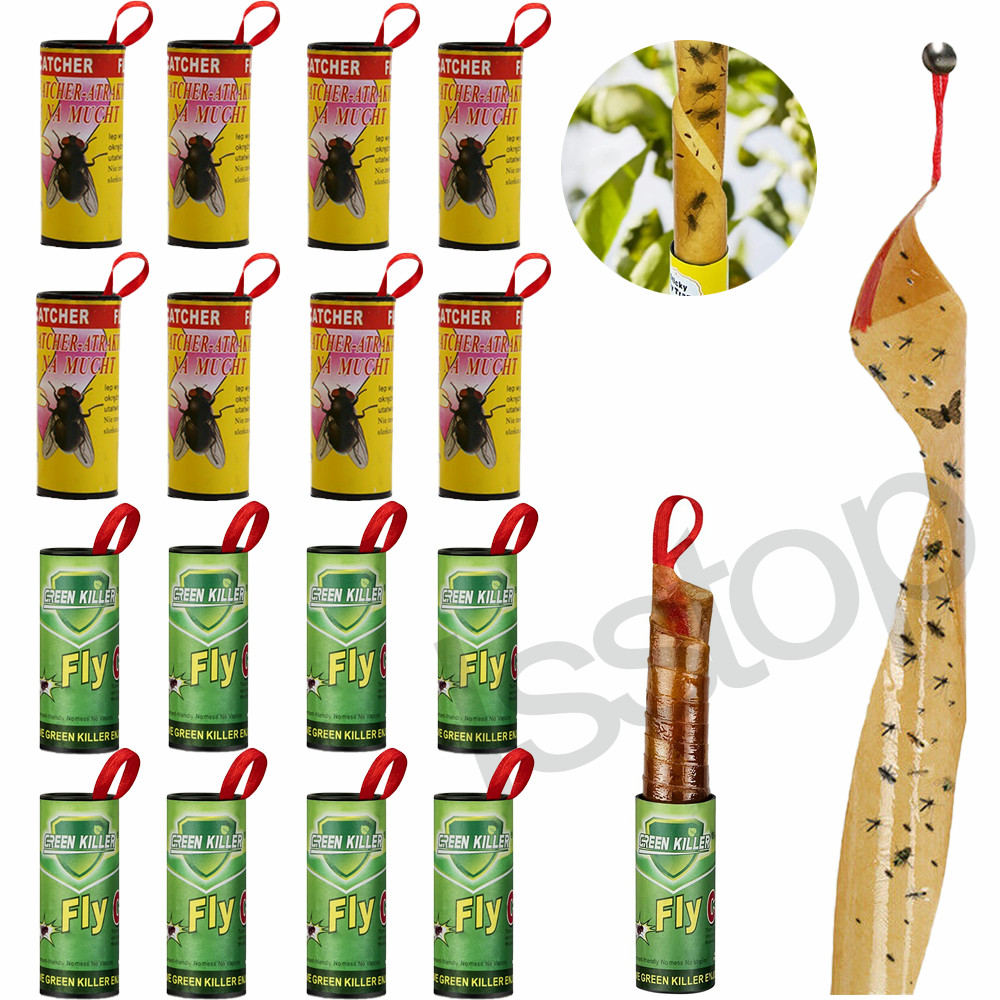 16Roll Sticky Fly Strips Paper Insect Bug Catcher Fly Killer Tape Indoor&Outdoor gallery