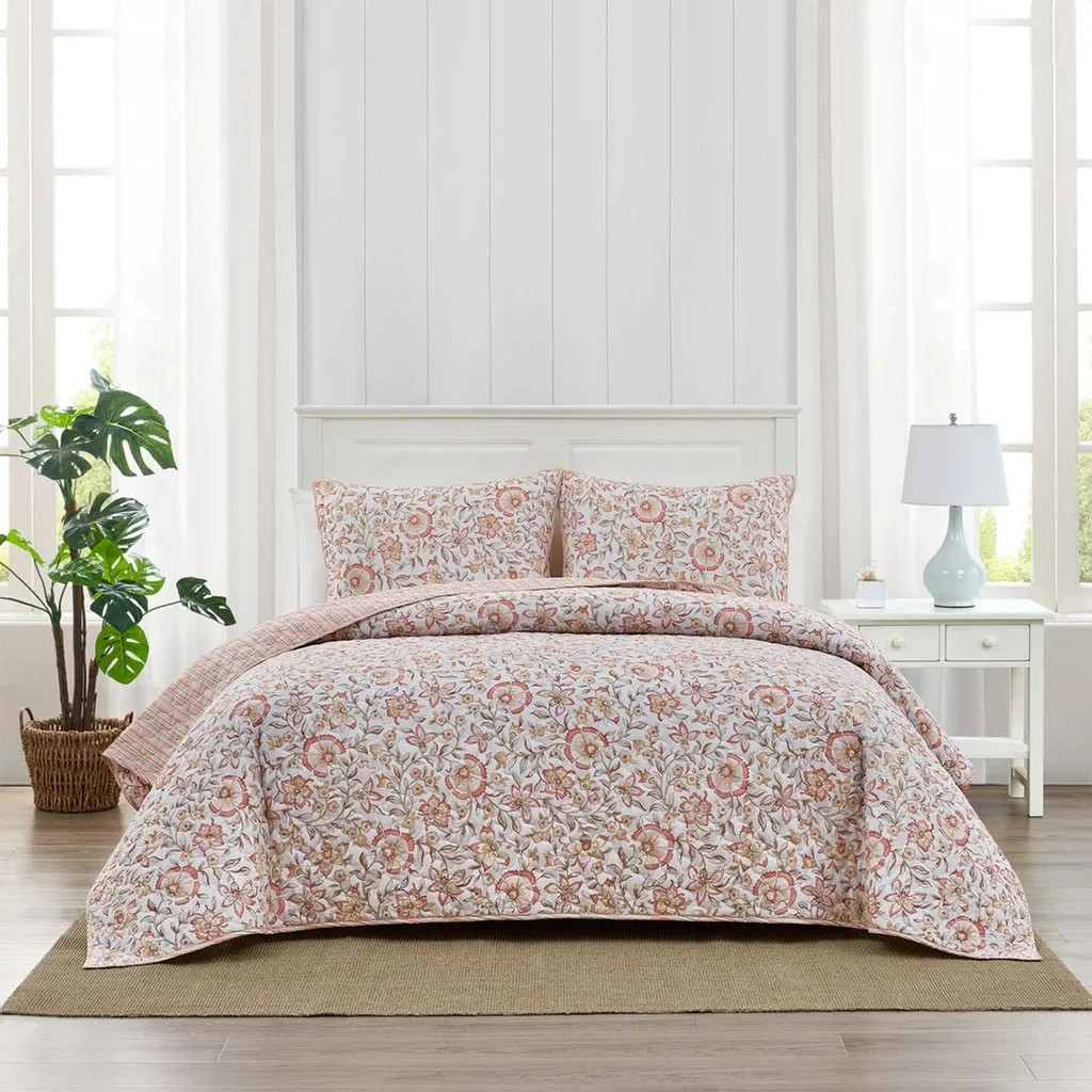 Caro Home Manda Cotton Reversible 3‑Piece Quilt Set – King Size Bedding New gallery