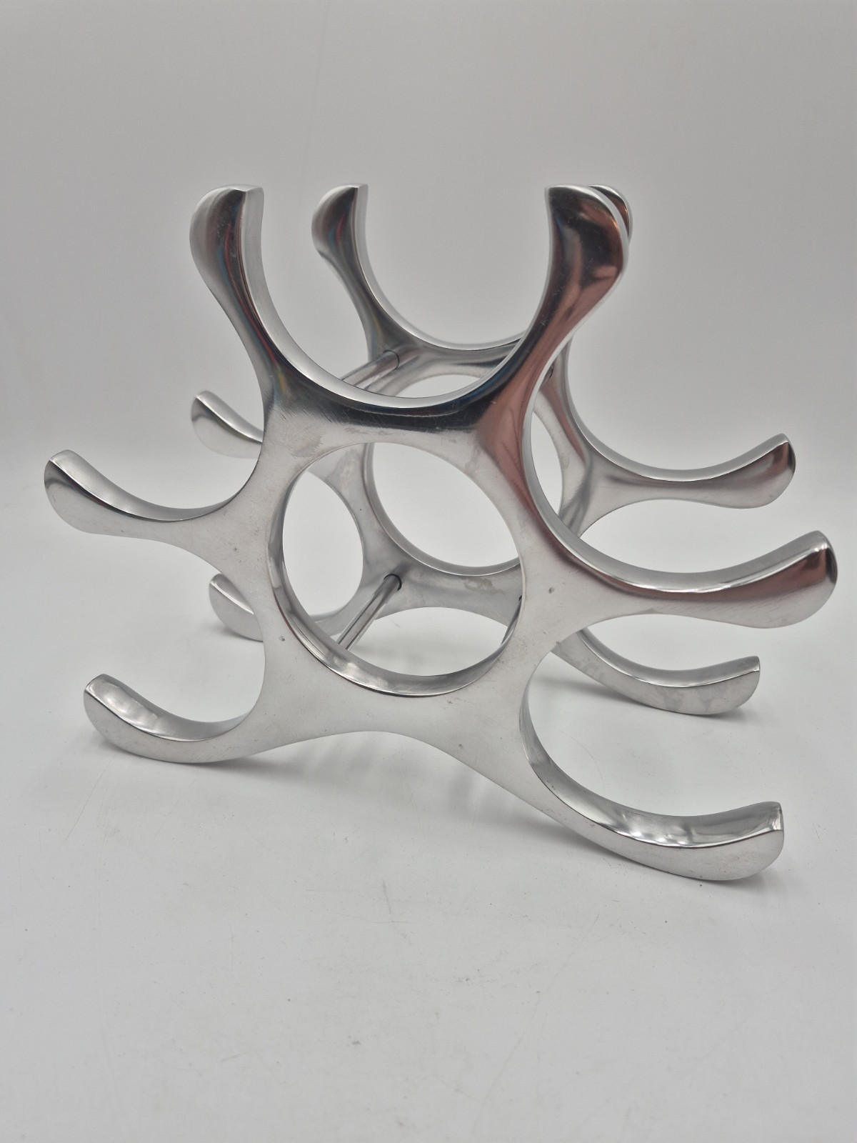 Cast Aluminum Wine Rack Mid Century Modern Michael Noll Style 6 Bottle Holder gallery