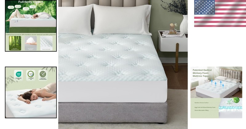 Cooling Gel Infused Queen Memory Foam Mattress Pad for Ultimate Back Pain Relief gallery