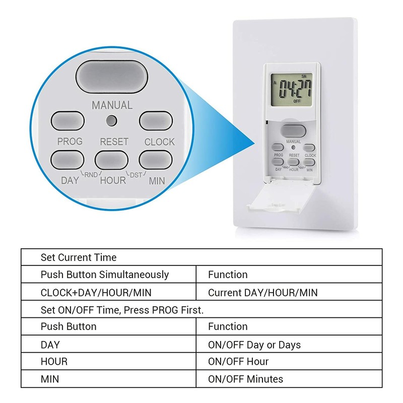 DEWENWILS 7 Day Programmable In Wall Timer Switch for Lights & Fans ETL gallery