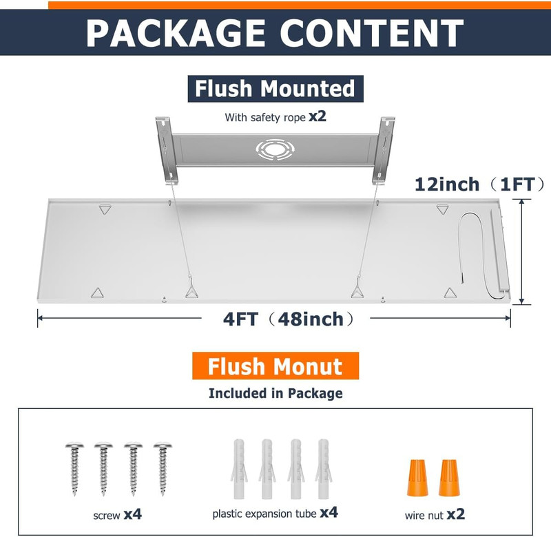 4-Pack Dimmable 1X4 LED Flat Panel Light, 5CCT, 4980LM for Office & Kitchen gallery
