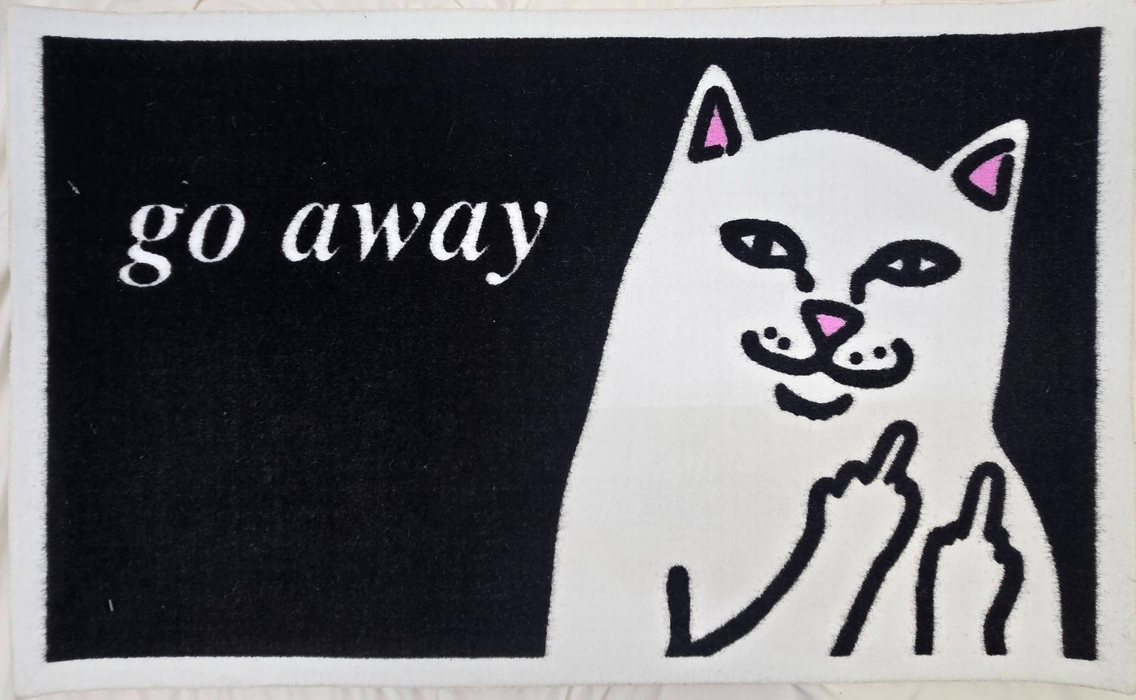 RIPNDIP - Go Away Rug (Black with White Cat) ~36"x22" See Pics gallery