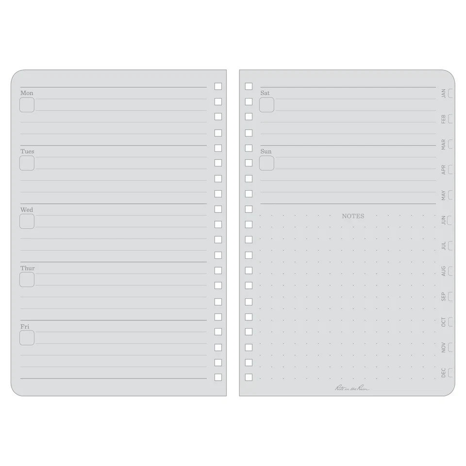 Rite in the Rain All-Weather Weekly Planner, Undated, Side-Spiral 4-5/8" x 7"... gallery