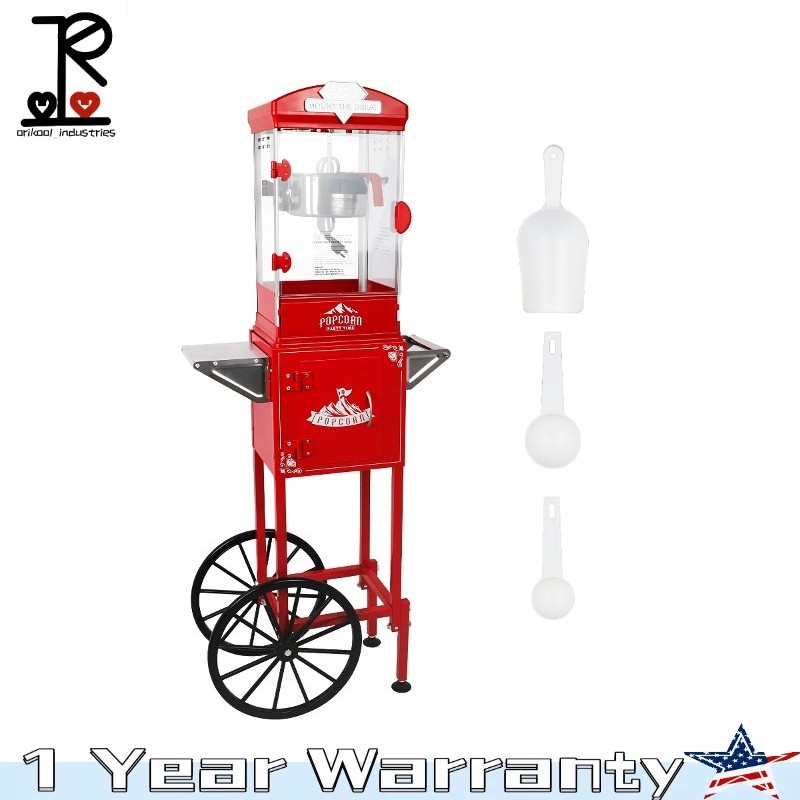 Popcorn Machine w/ Cart, Wheels & 10-Ounce Kettle Popcorn Maker 3 Plastic Spoons gallery
