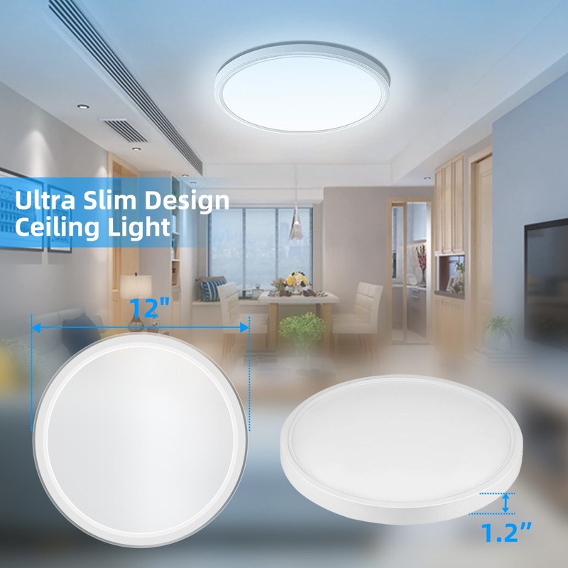3600lm LED Flush Mount Ceiling Light Super Slim, 28Watt 3000K/4000K/5000K 2 Pack gallery