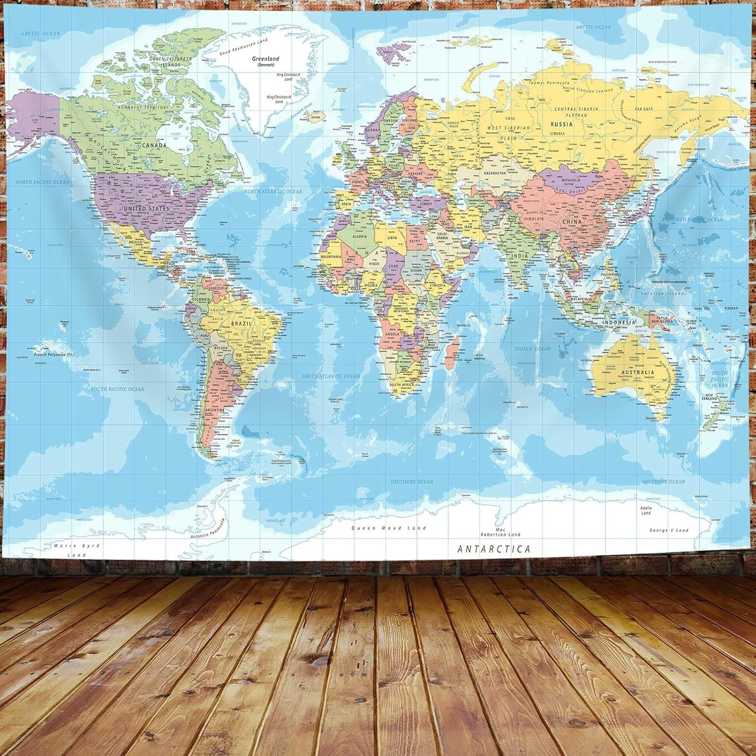 ICTEISOM World Map Tapestry Wall Hanging, of The 60L x 40W, Blue gallery