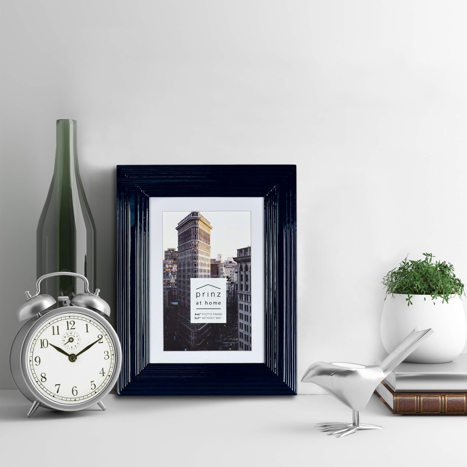 PRINZ Midtown High Gloss 4x6" Molded Modern Picture Frame, Dark Blue Midnight gallery