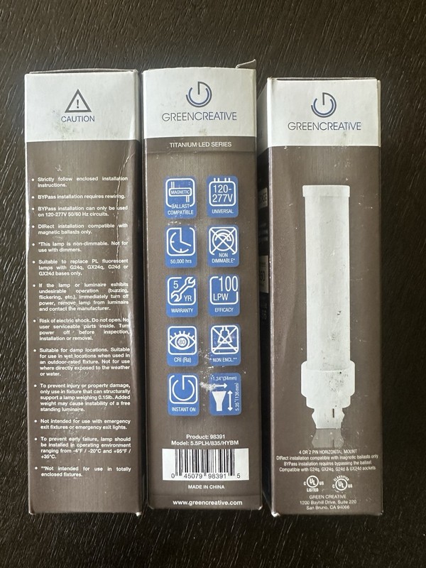 3pc Green Creative 5.5W Titanium LED PL-H Lamps Neutral White 3500K 550 Lumens gallery