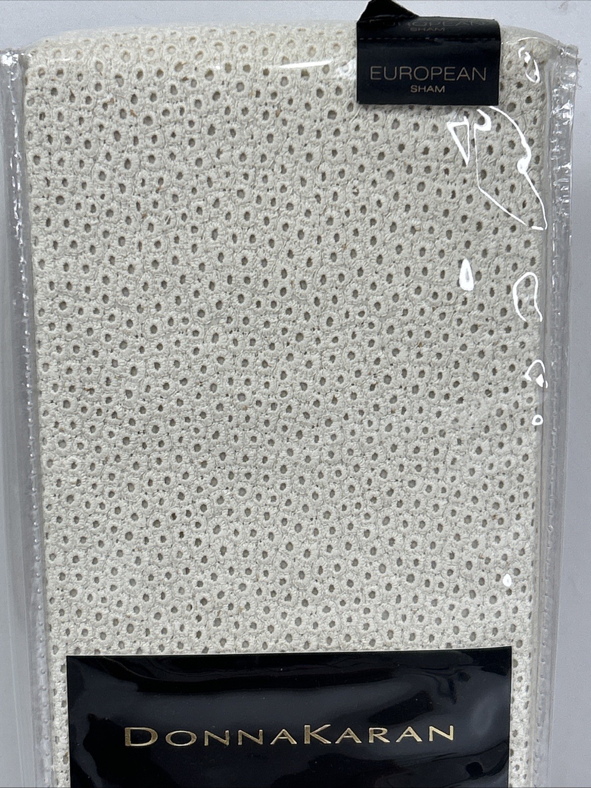 Donna Karan Eyelet Collection European Sham Beige Cotton Pillow Cover Appliqué gallery