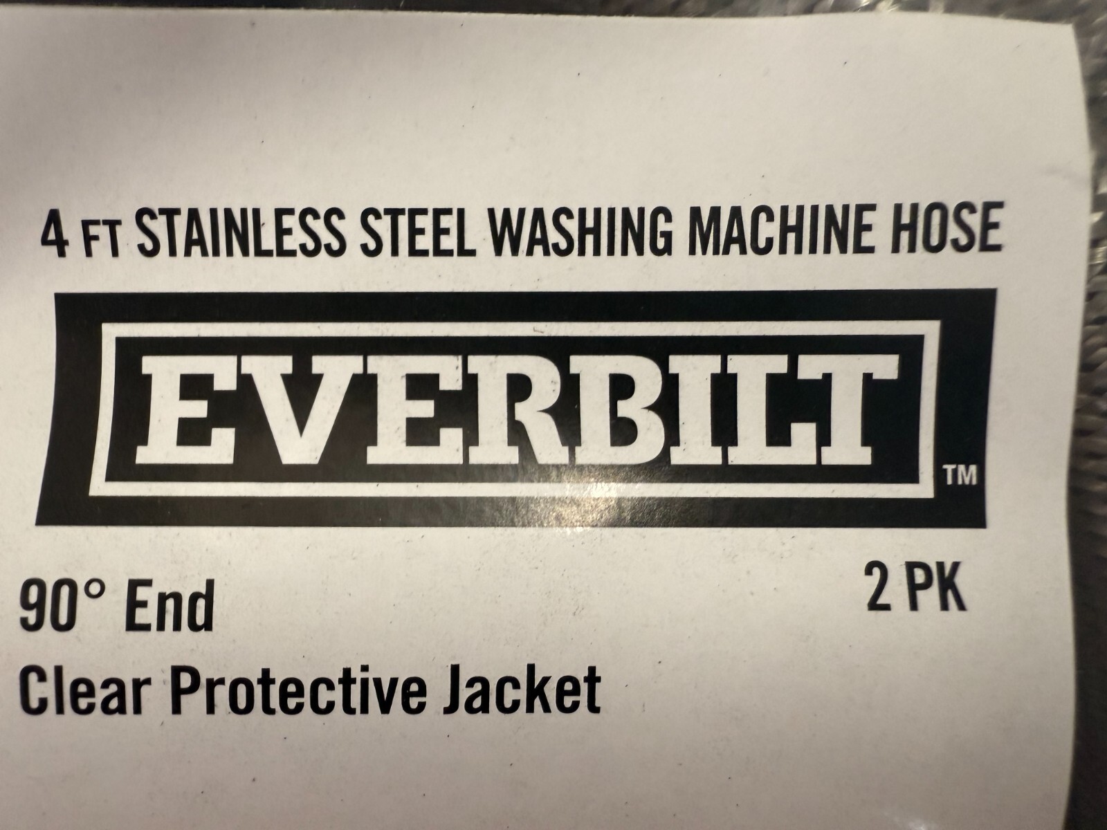 (4) Everbilt 90° Stainless 4" Washing Machine Connectors, Polymer Coated 69003HD gallery