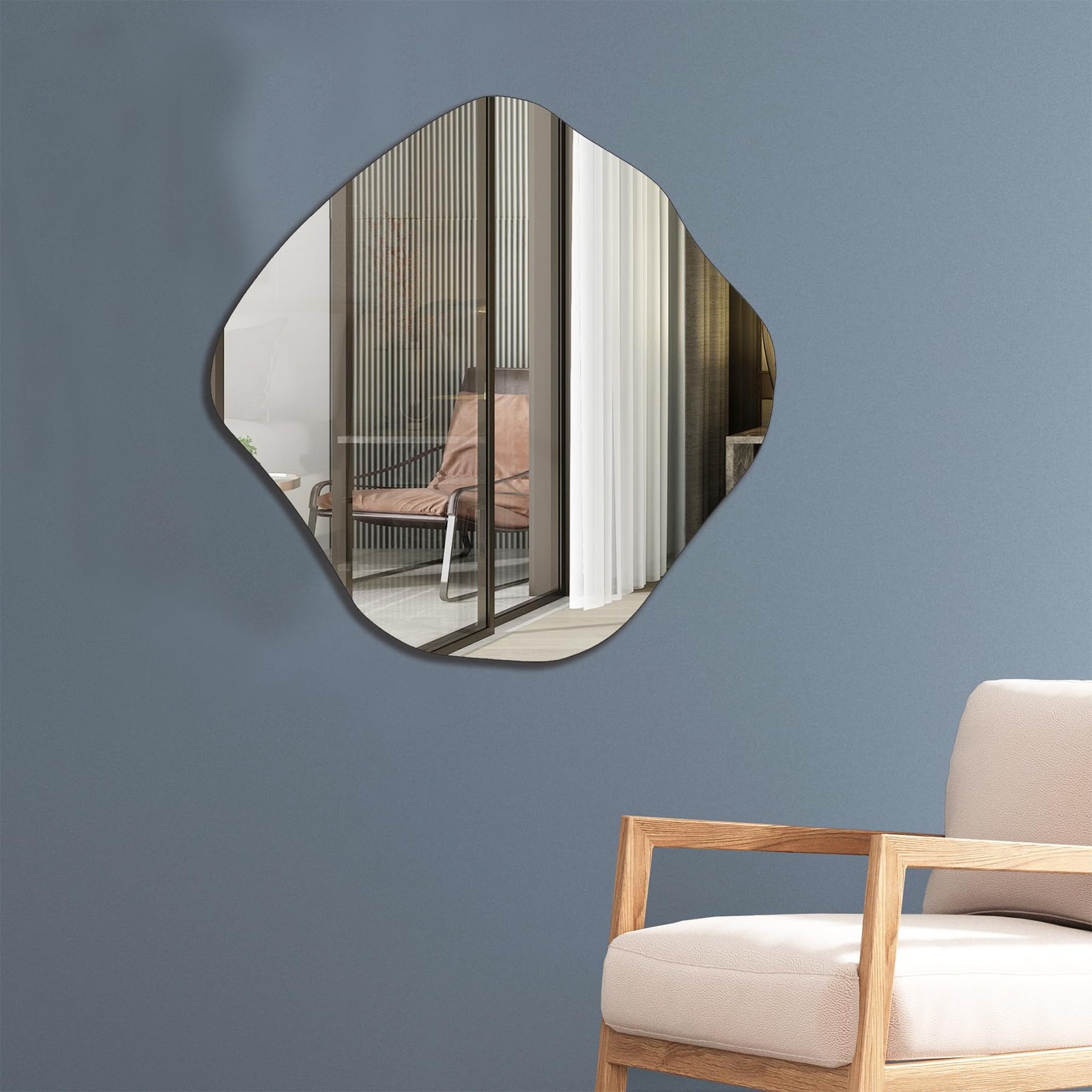 BOMINICA Irregular Asymmetrical Frameless Wall Mirror for Bathroom Living Room gallery