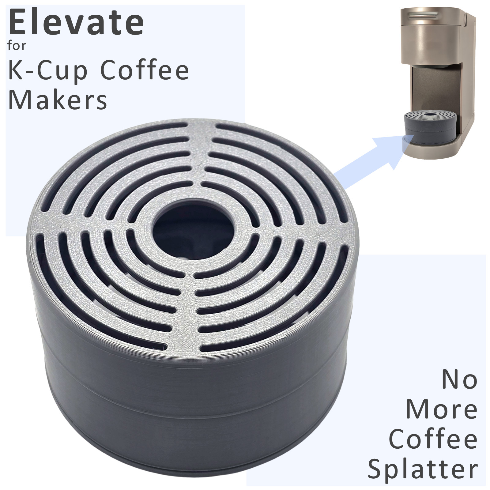 Anti-Splash Adjustable Coffee Cup Riser Accessory for K-Cup Coffee Makers Gray gallery