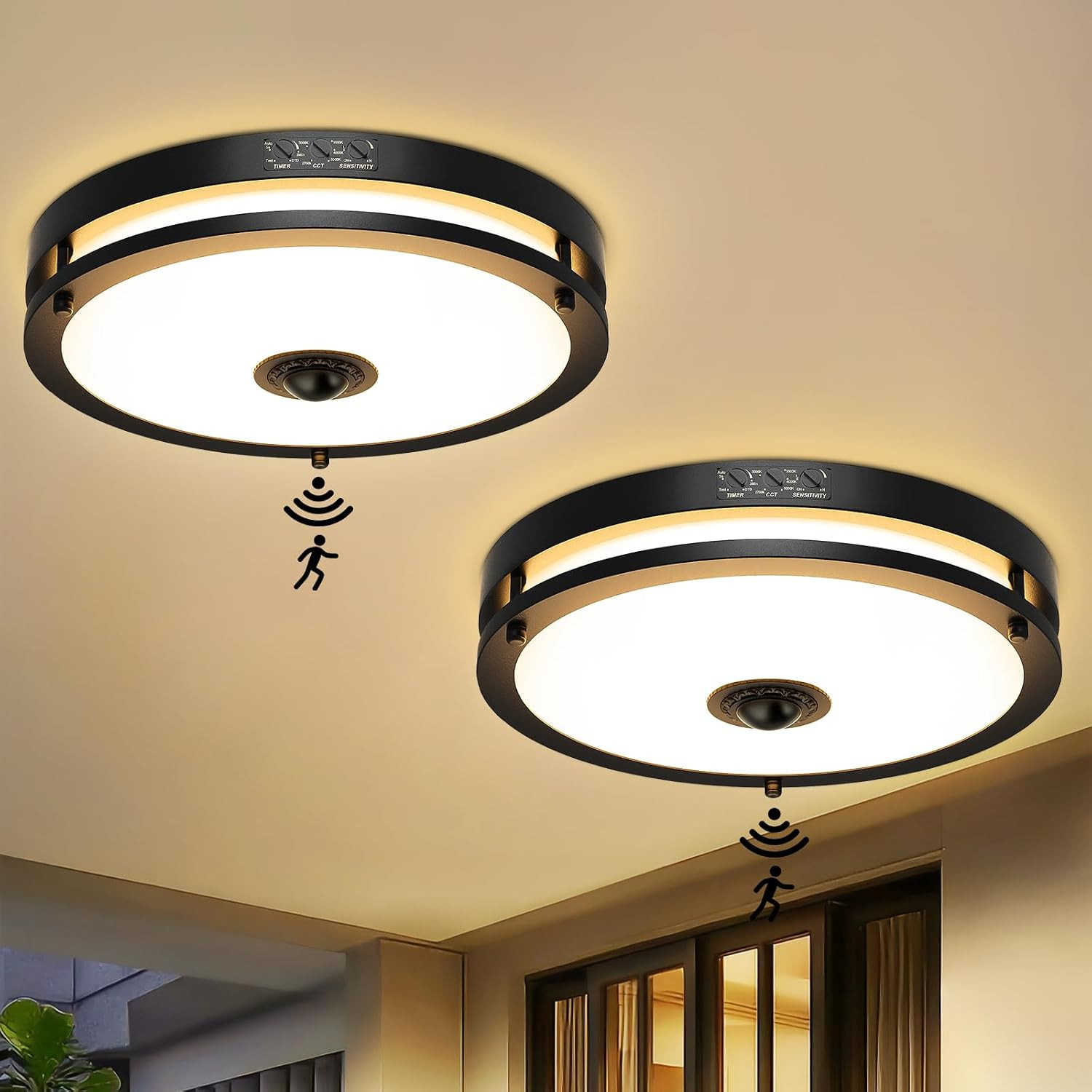 24W LED Motion Sensor Outdoor Ceiling Light, 12IN 2700K/3000K/3500K/4000K/5000K gallery