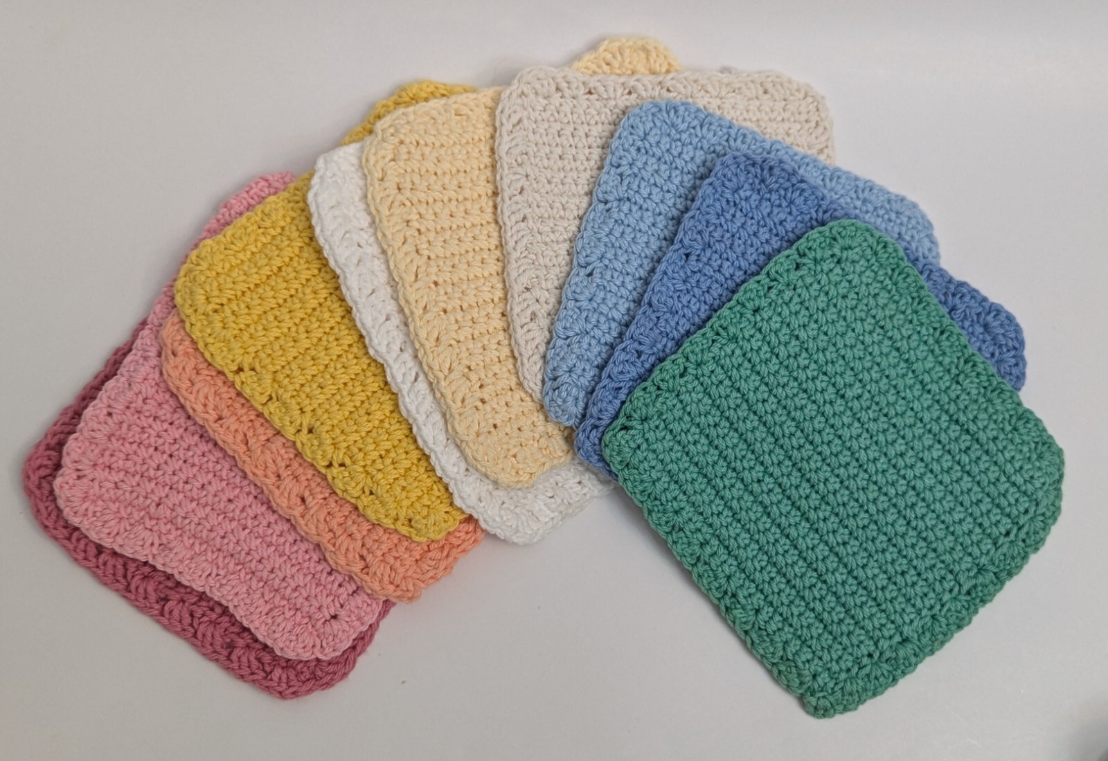 Set Of 10 Rainbow Multi Colored Handmade Crochet Kitchen Pot Holders/Towels gallery