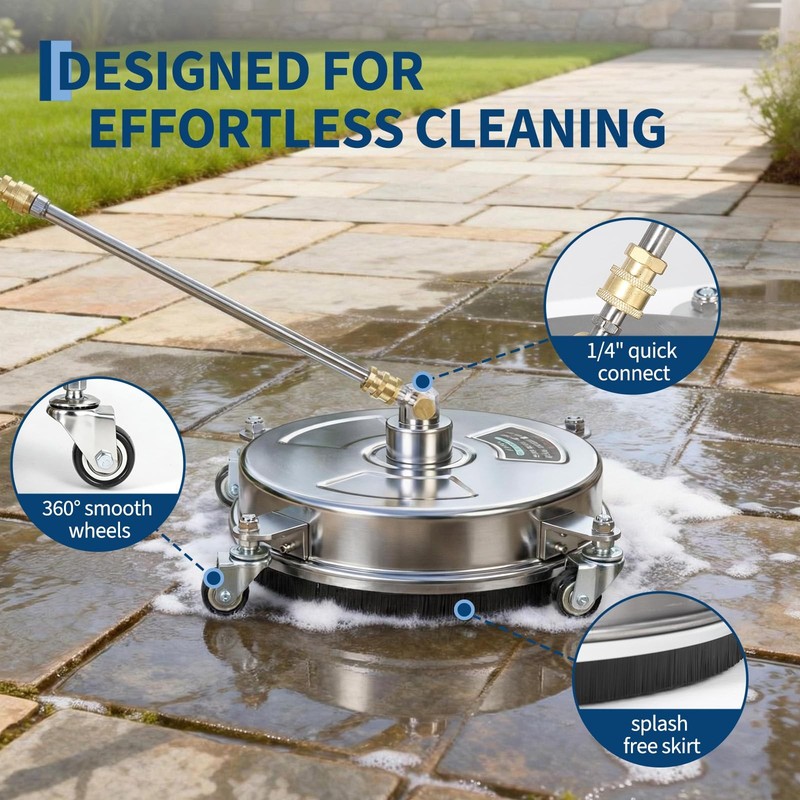 14" Pressure Washer Surface Cleaner with 4 Wheels for Patio & Driveways,4000 PSI gallery