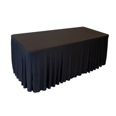 Rectangular Tablecloth Skirt Table Cover 6Ft Table 72″ x 30″ Black 2 Pack