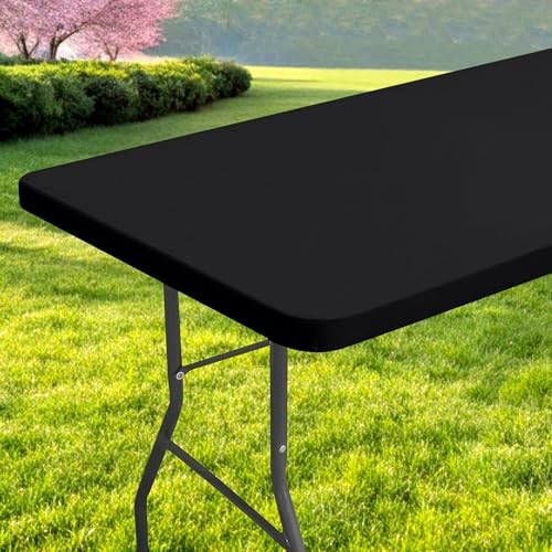 Rectangle Table Cloth, Waterproof Elastic Fitted 72" x 30" (Rectangular) Black gallery