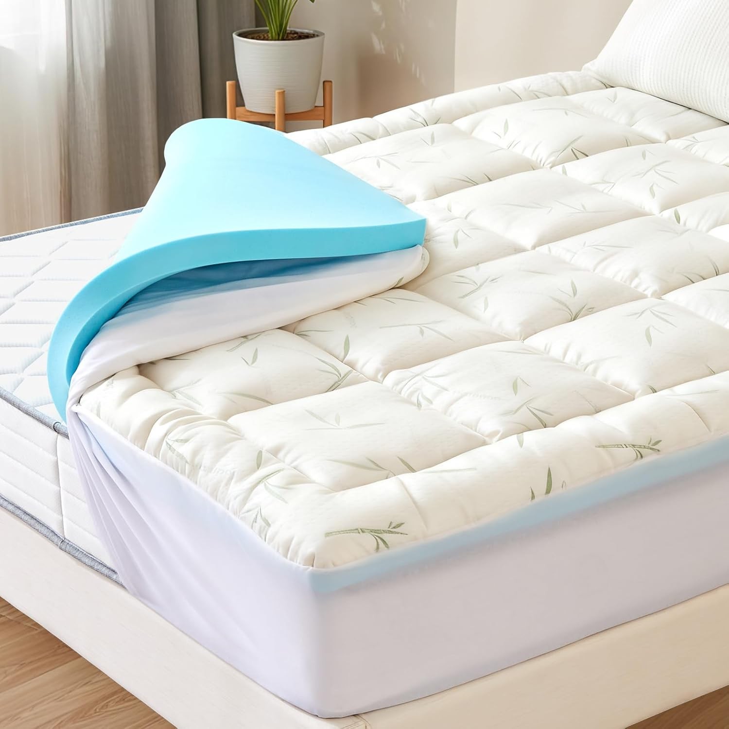 3 Inch Dual Layer Mattress Topper,Soft Memory Foam Bed Pad,w/8"-21" Deep Pocket gallery