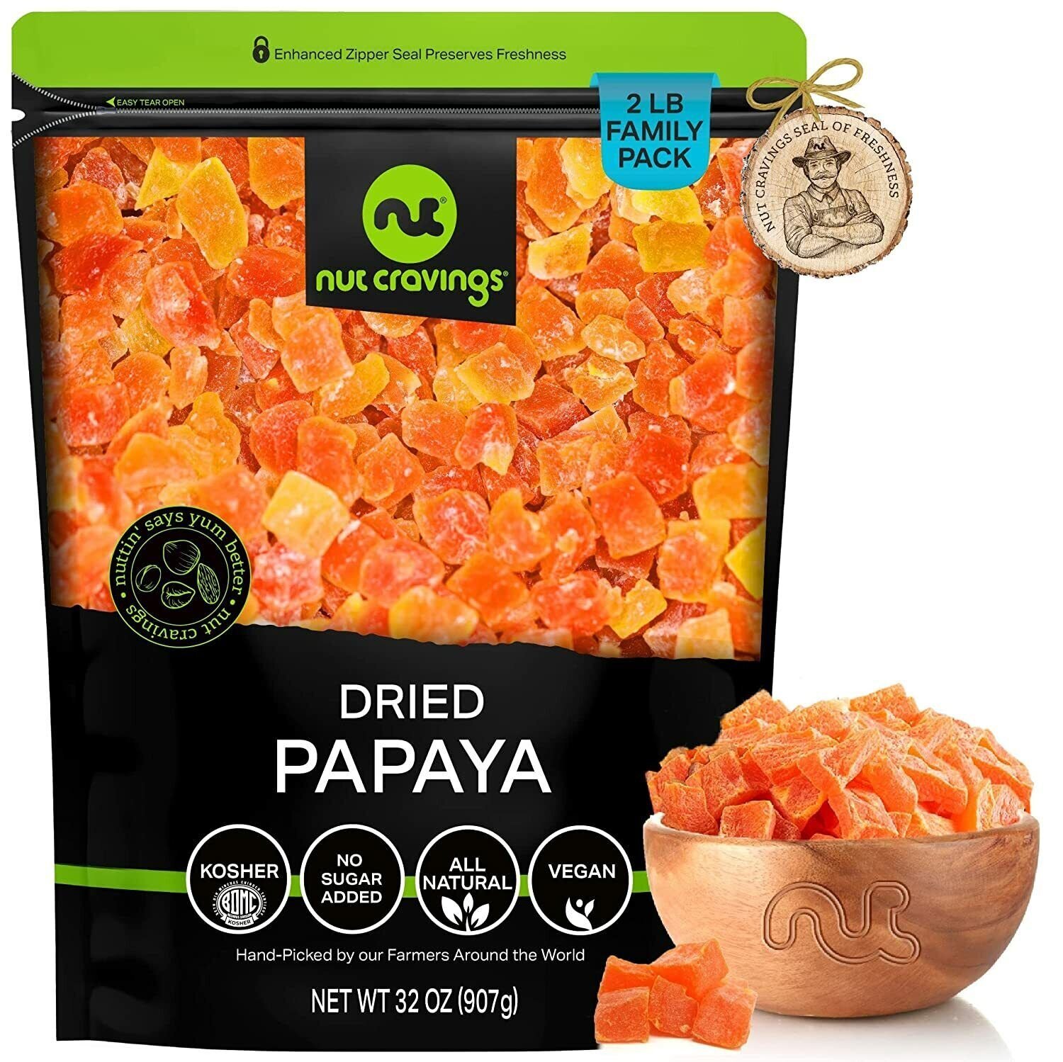Sun Dried Papaya Chunks, with Sugar Added, Sweet Dehydrated Fruit, All Natural gallery