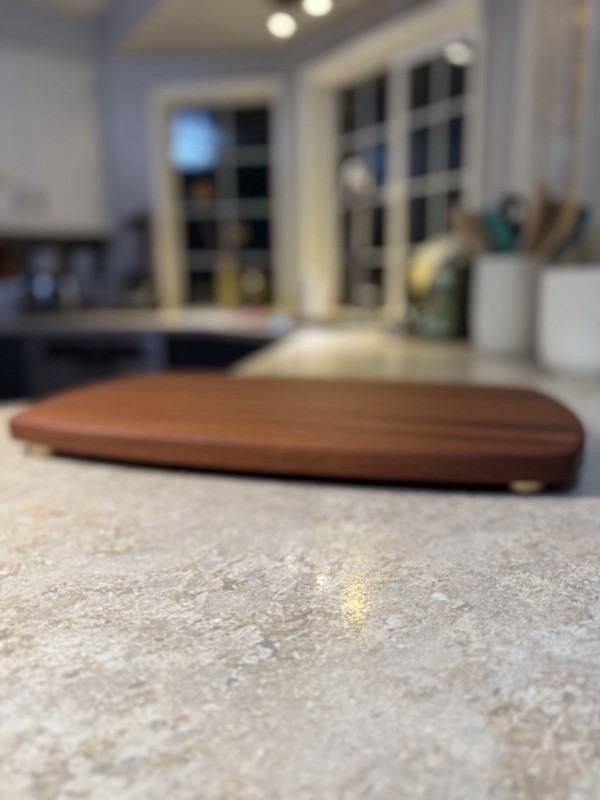 Handmade Medium Brown Wood Rectangular Cutting Board With Feet gallery