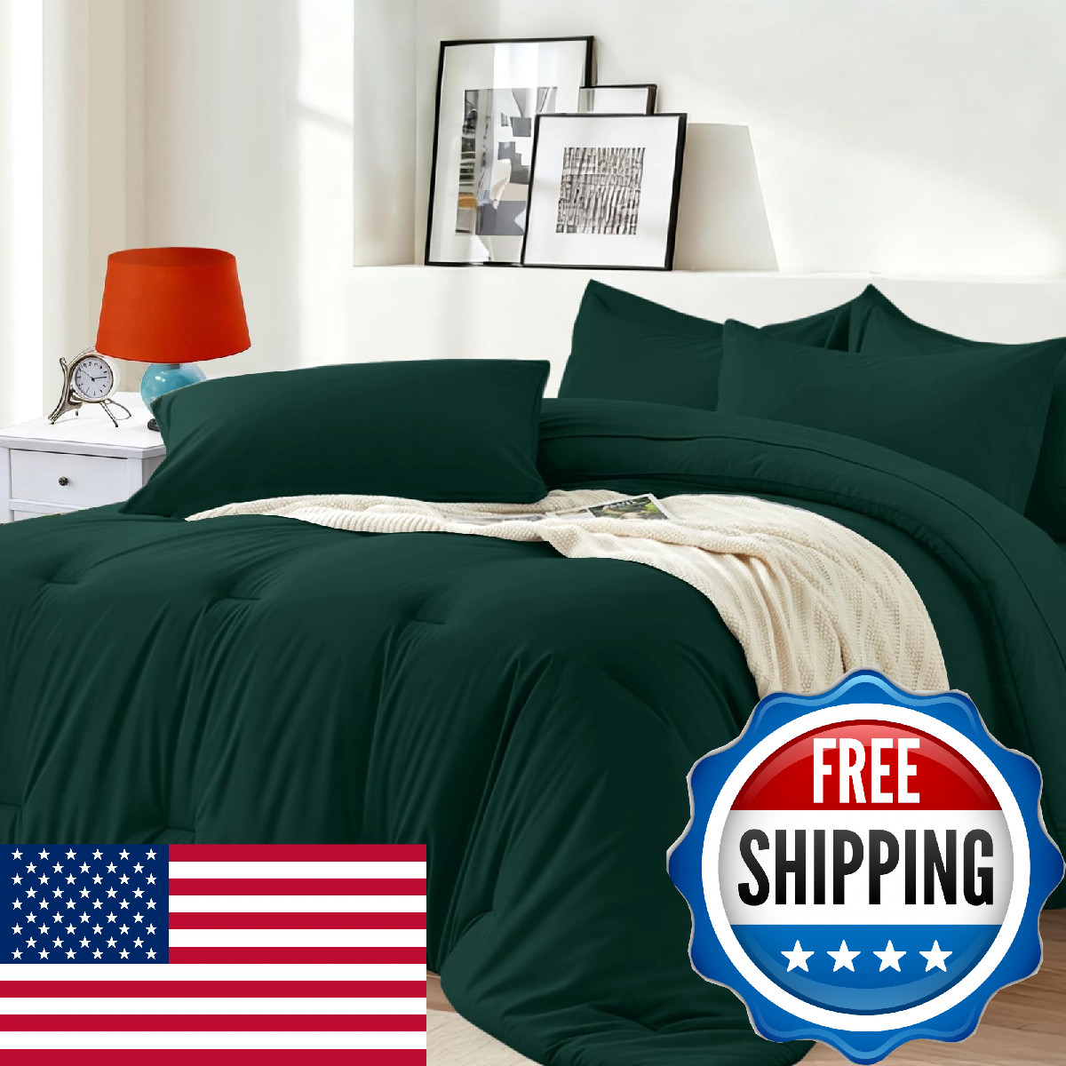 Easthome King Size Comforter Set 7 Pieces - Soft Bed in a Bag King Bed Set, Cozy gallery