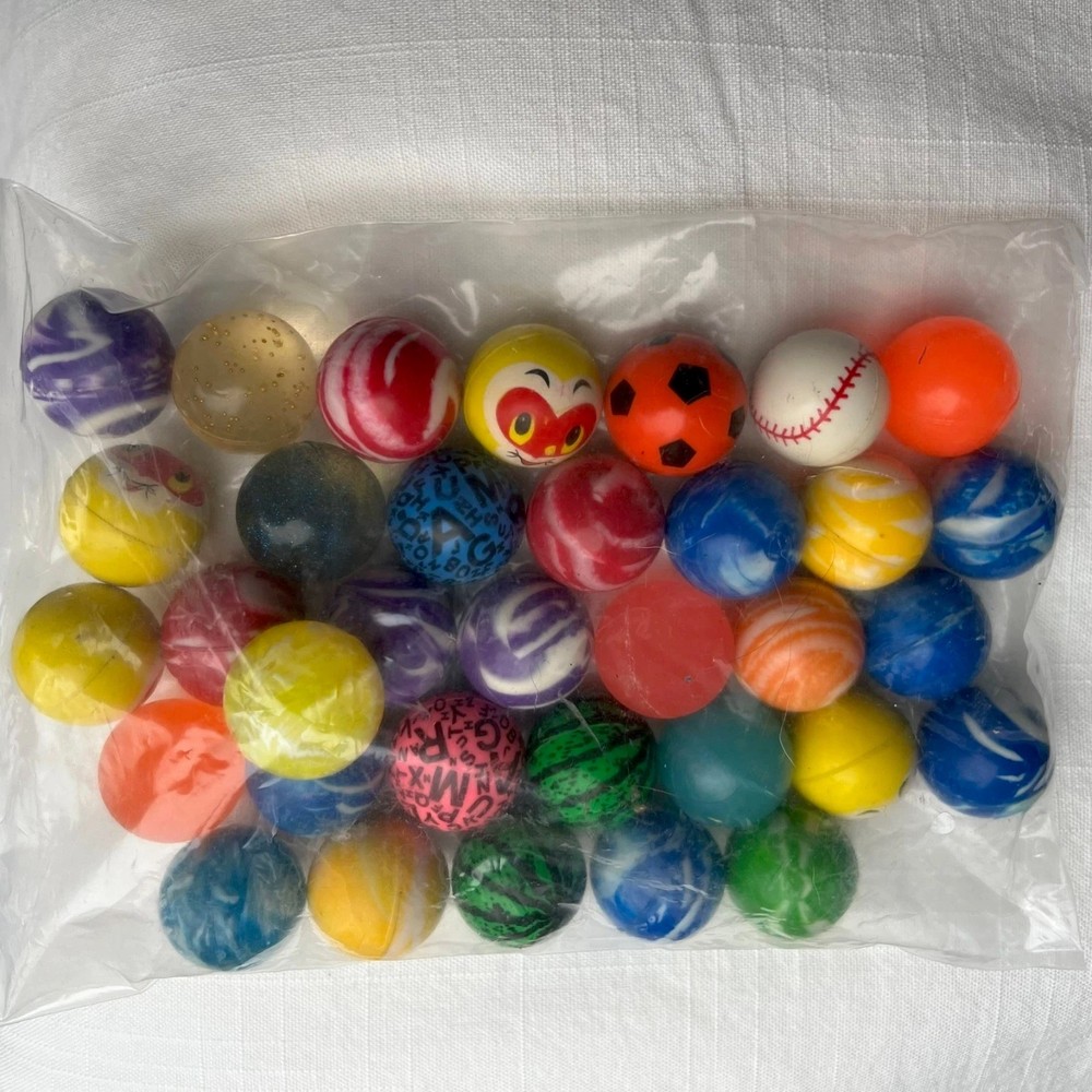 34 PCS Assorted Pattern High Bouncy Balls 1.1 in. Party Favor Birthday Toys 28mm