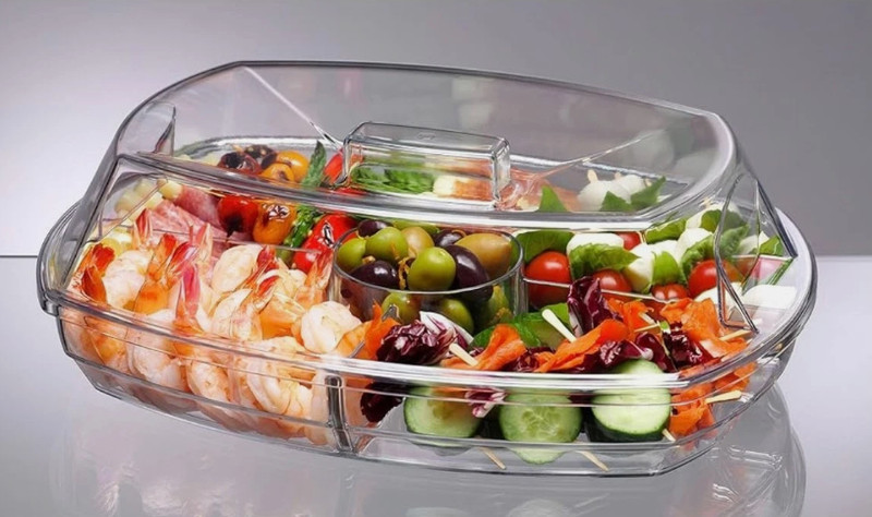 15" Appetizer Serving Tray–Clear BPA-Free Chiller for Parties & Buffet Events gallery