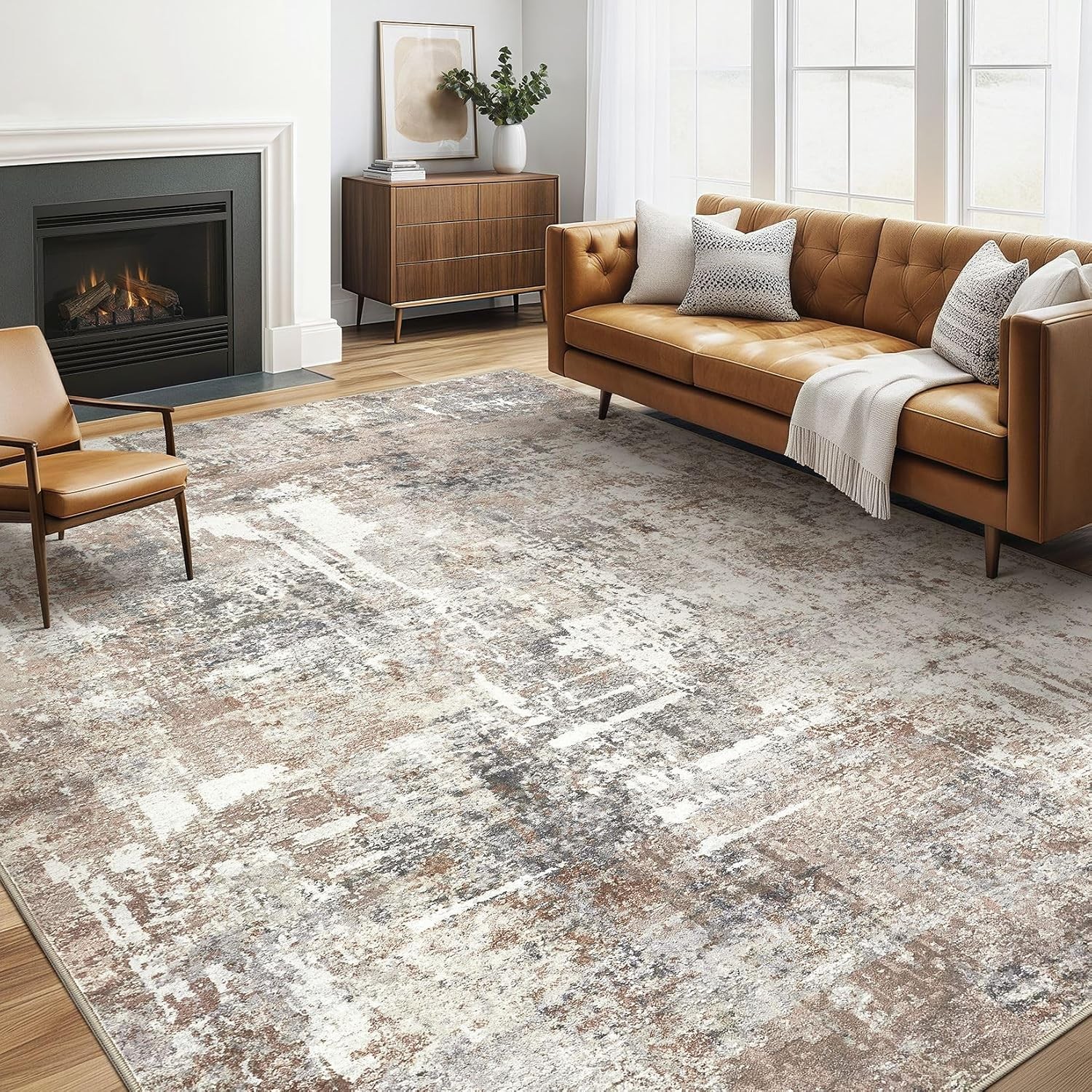 5x7 Washable Large Abstract Modern Soft Stain Resistant Living Room Area Rugs gallery