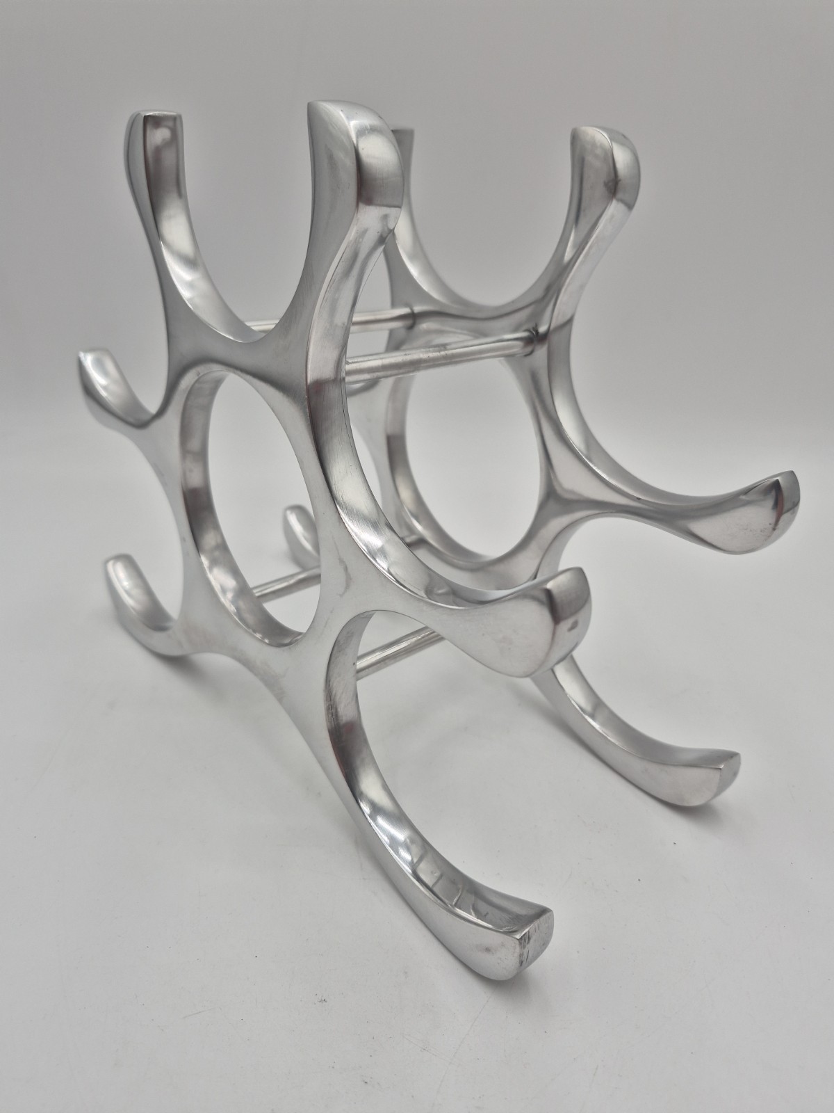 Cast Aluminum Wine Rack Mid Century Modern Michael Noll Style 6 Bottle Holder gallery