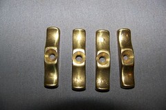 Four, Small, Solid Brass, Turn Knobs, For Cabinets, Or Hutches – SEE INFO