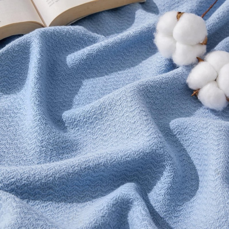 Queen Size 100% Cotton Summer Blanket Lightweight Breathable Soft Herringbone gallery